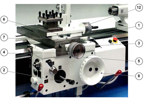 Розташування органів керування супортами верстата SN-50C Розташування органів керування супортами верстата SN-50C